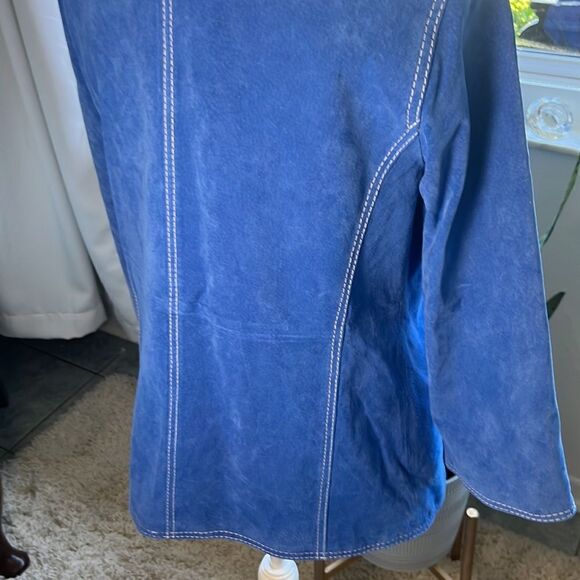 Leather Linea by Louis Dell'Olio Fully Lined Jacket Size M Royal Blue EUC - Picture 8 of 16